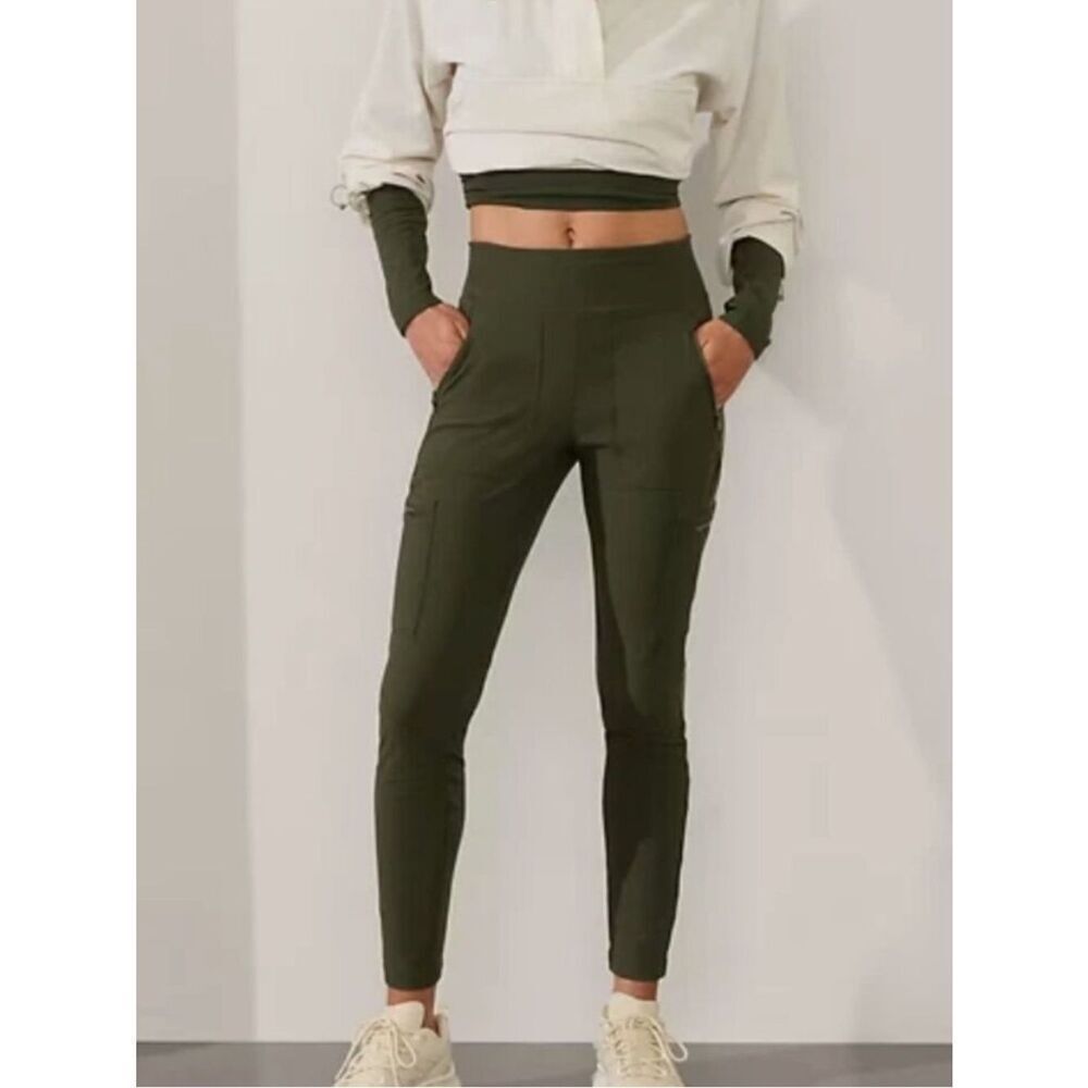 Athleta Headlands Hybrid Cargo Pants Olive Green Womens 8
